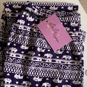 Leggings - purple white elephants